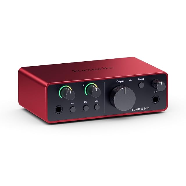 Scheda audio USB-C Focusrite Scarlett Solo di quarta generazione, rossa
