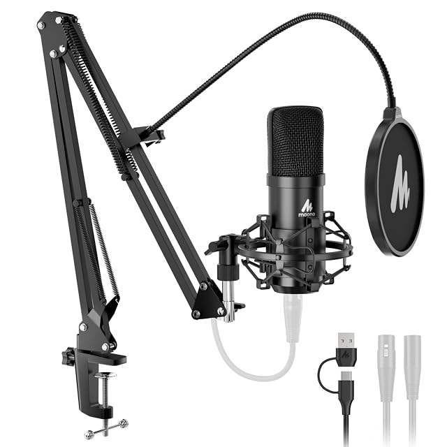 Kit microfono XLR e USB MAONO A04 Gen2 con braccio snodato e filtro antipop