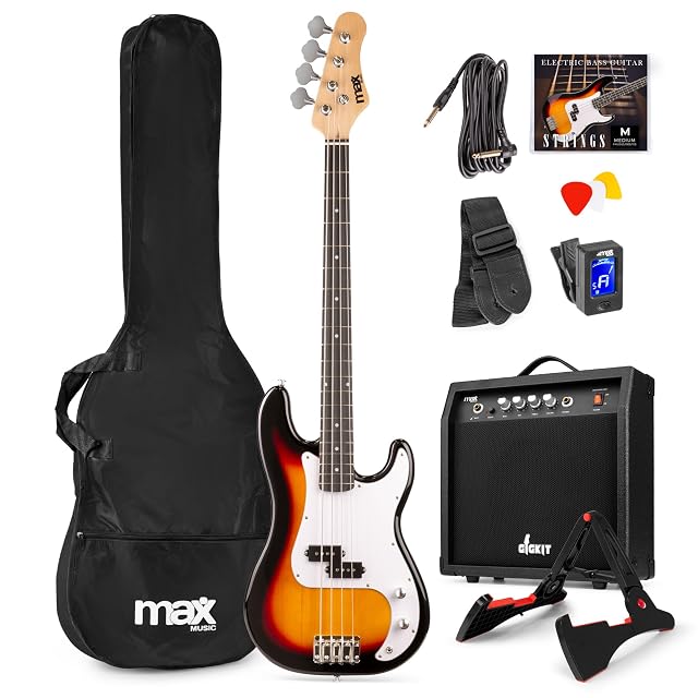 Set basso elettrico MAX GigKit in sunburst con amplificatore e supporto