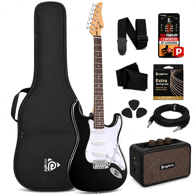 Set chitarra elettrica Pyle ST nero con amplificatore e borsa
